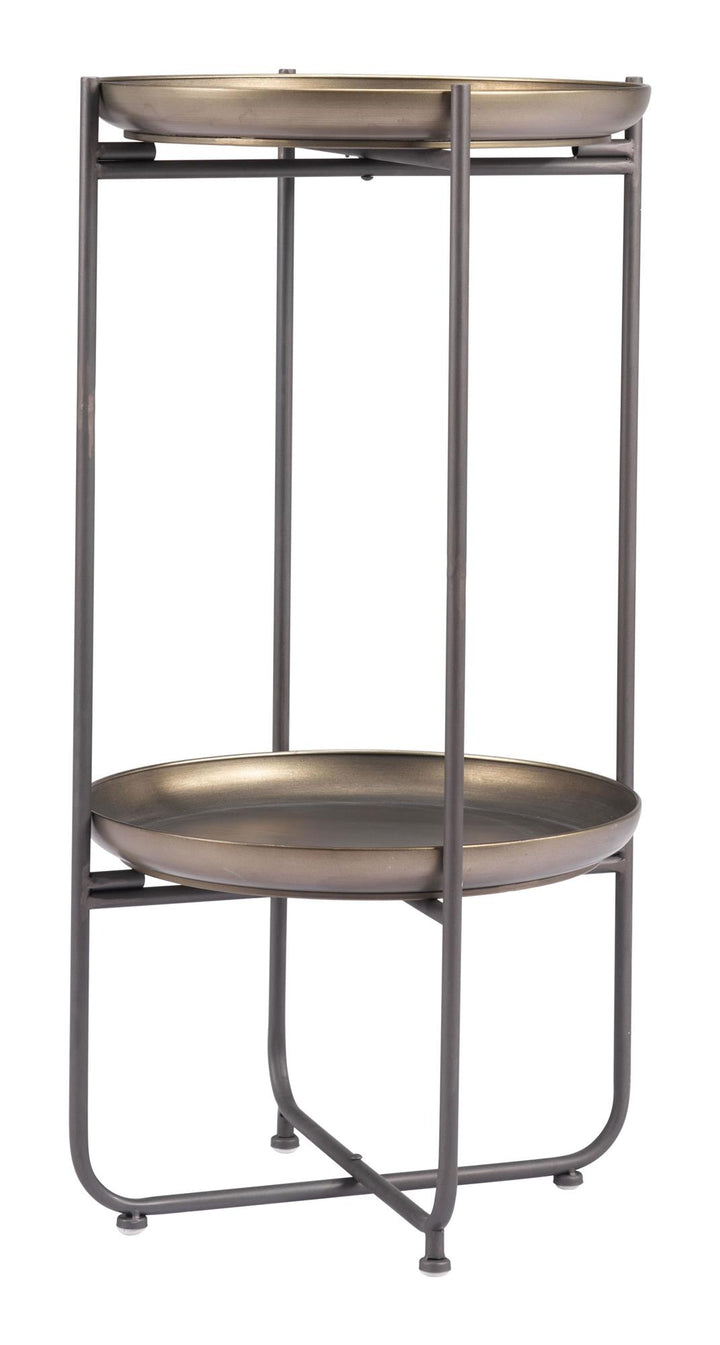 power coated steel frame round accent table - Bronze