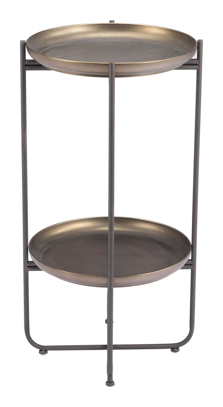 Modern round accent table - Bronze