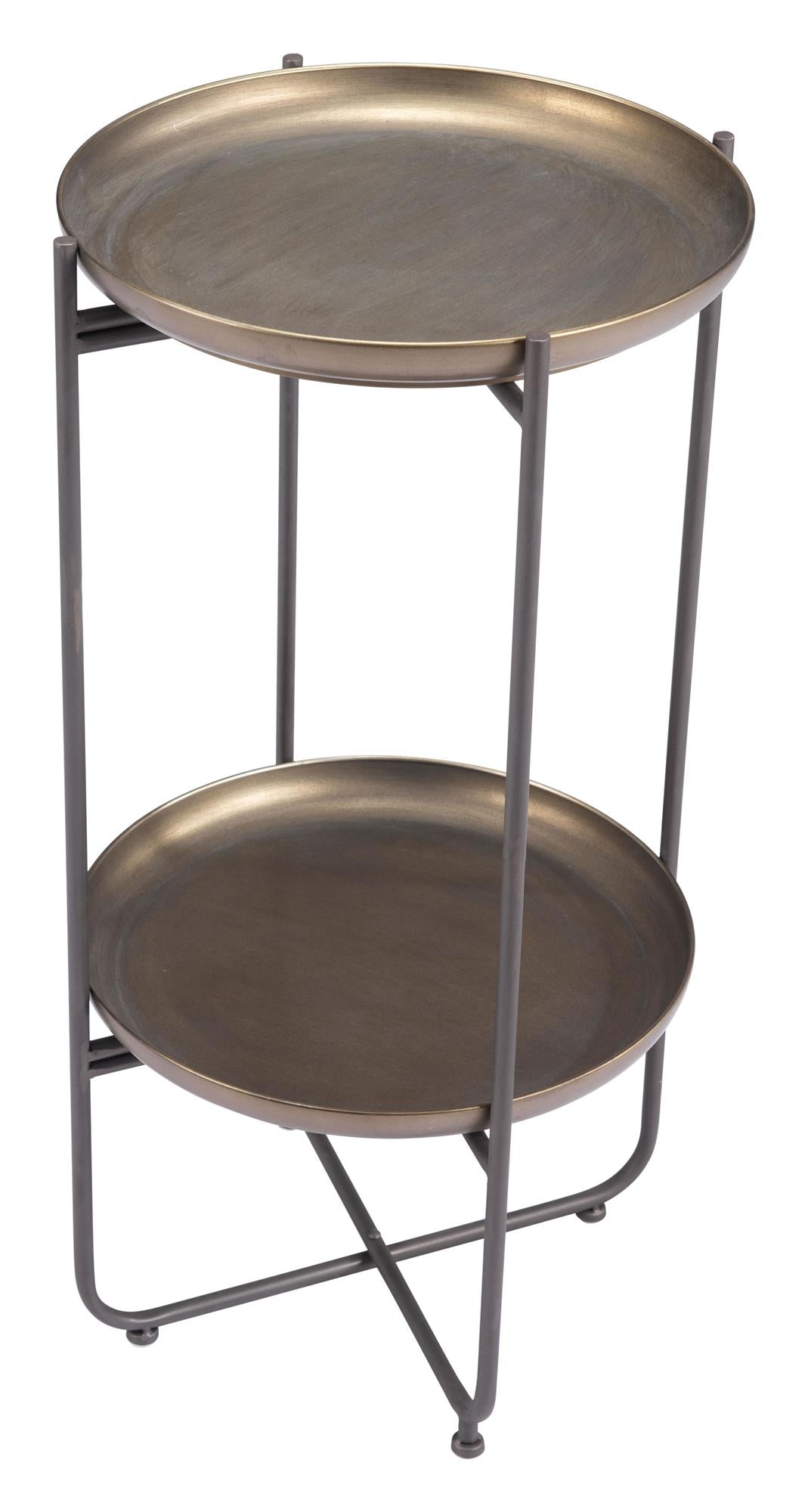 round accent table with shelf - Bronze