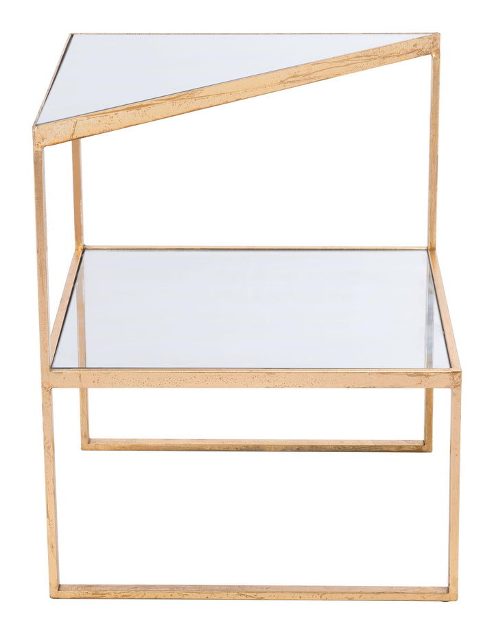 Unique design side table with gold base - Gold