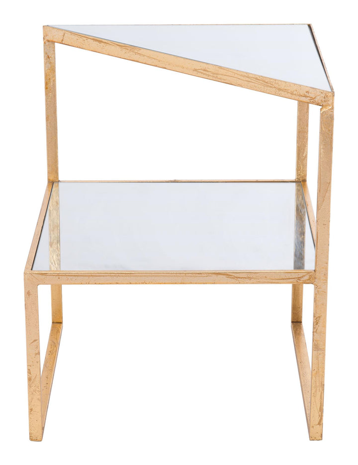 Nola Side Table with Glass Tops and Metal Frame - Gold