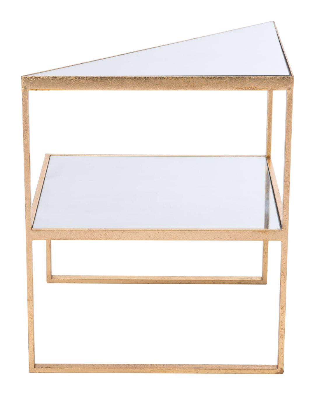Side Table with Glass Tops and Metal Frame - Gold
