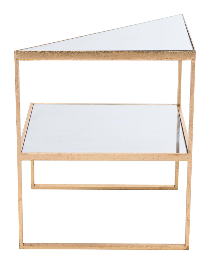 Side Table with Glass Tops and Metal Frame - Gold