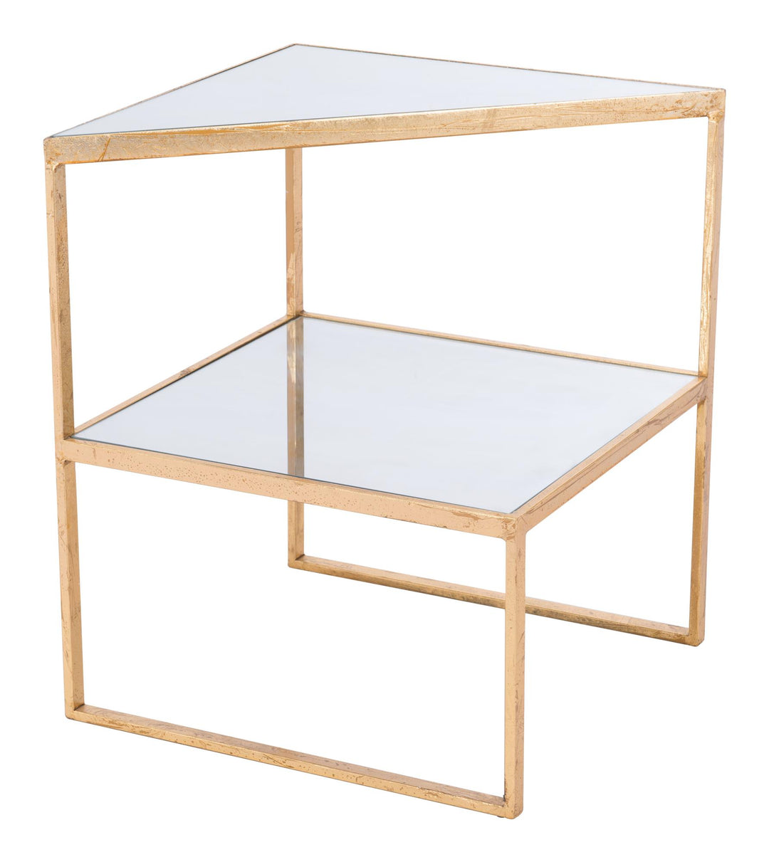 Nola Side Table with Glass Tops and Metal Frame - Gold