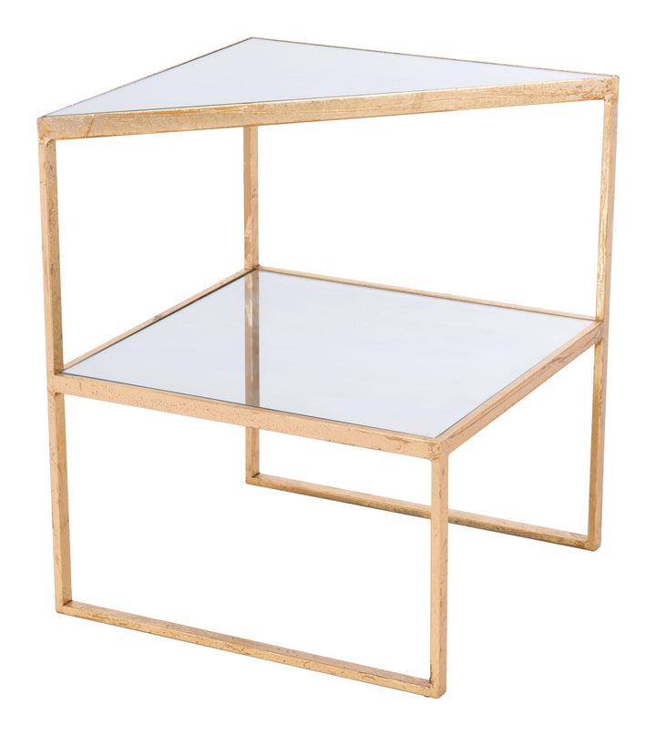 Nola Side Table with Glass Tops and Metal Frame - Gold
