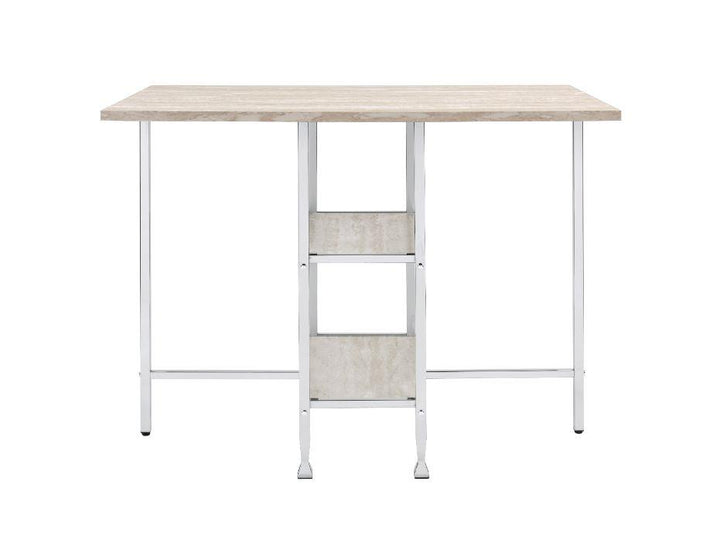 Raine Counter High Table with 2 Shelves - Antique White