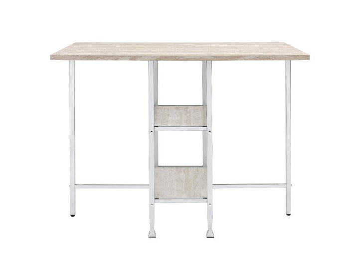 Raine Counter High Table with 2 Shelves - Antique White