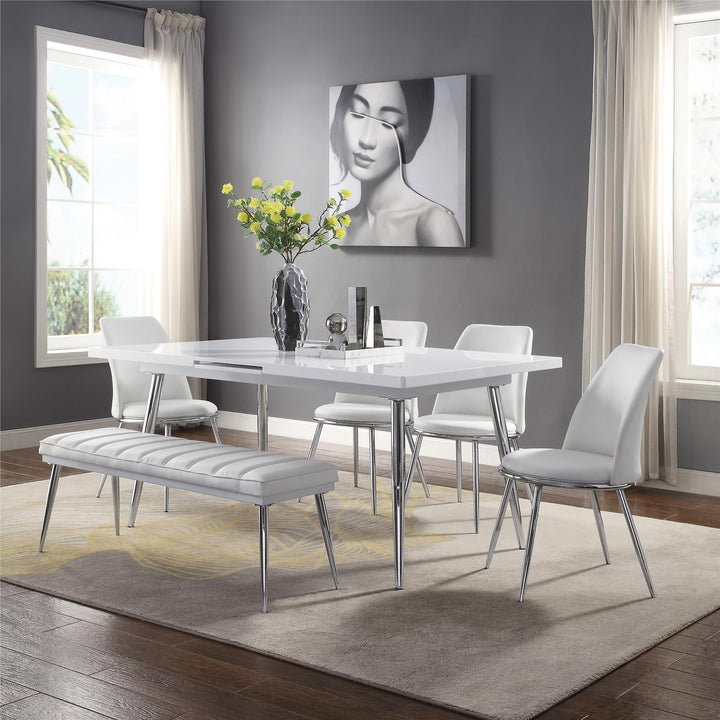 Metal legs Upholstered Rectangular Bench - Chrome