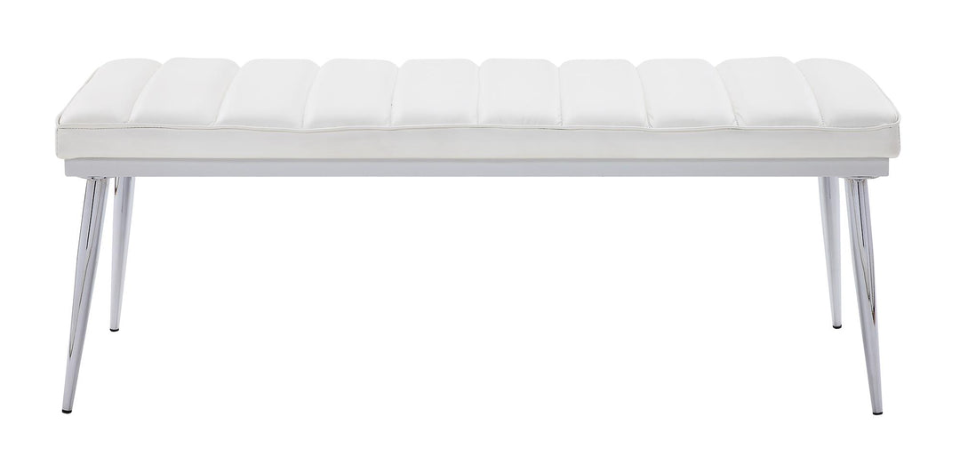 Weizor Upholstered Rectangular Bench with Metal Legs - Chrome
