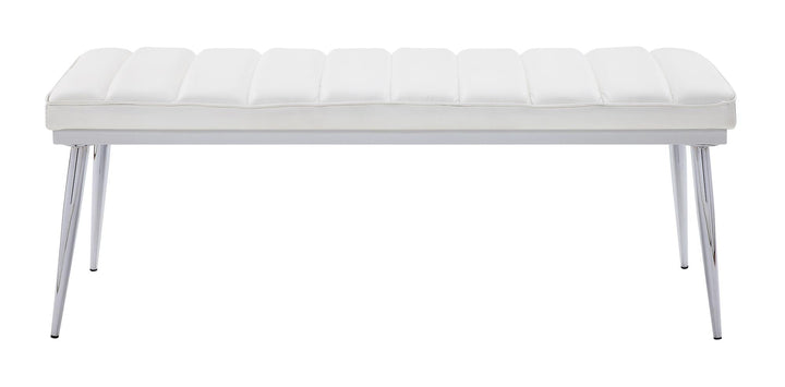 Weizor Upholstered Rectangular Bench with Metal Legs - Chrome