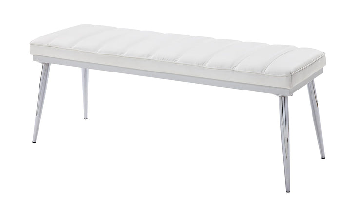 Armless and backless Rectangular Bench with Metal Legs - Chrome