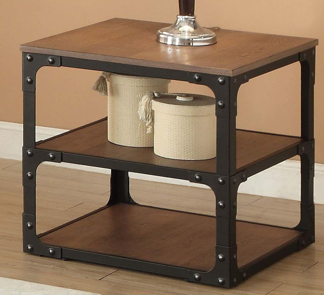 Kenton 3 Shelf End Table with Metal Frame  -  N/A