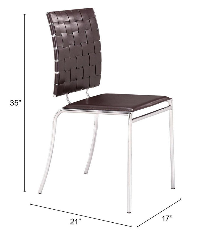 modern set of 4 indoor kitchen dining chair - Espresso