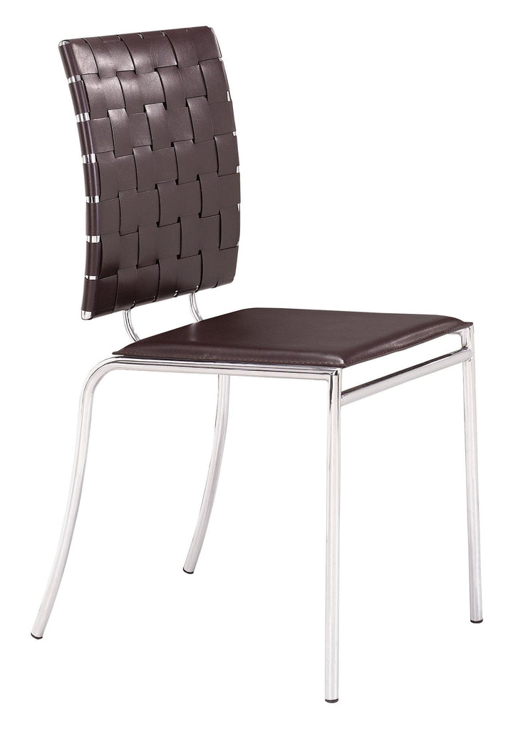 faux leather fabric set of 4 dining chair - Espresso