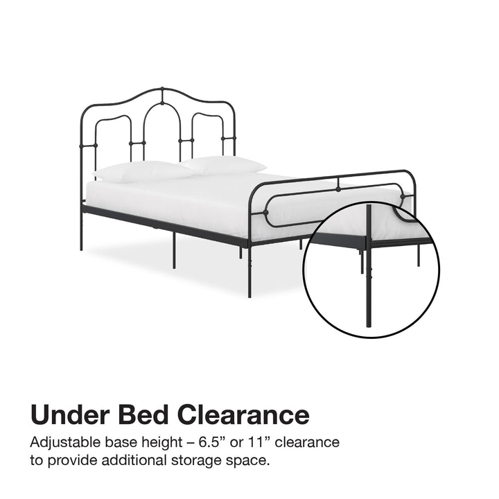 Primrose Vintage Style Metal Bed with Headboard and Footboard - Black - Full