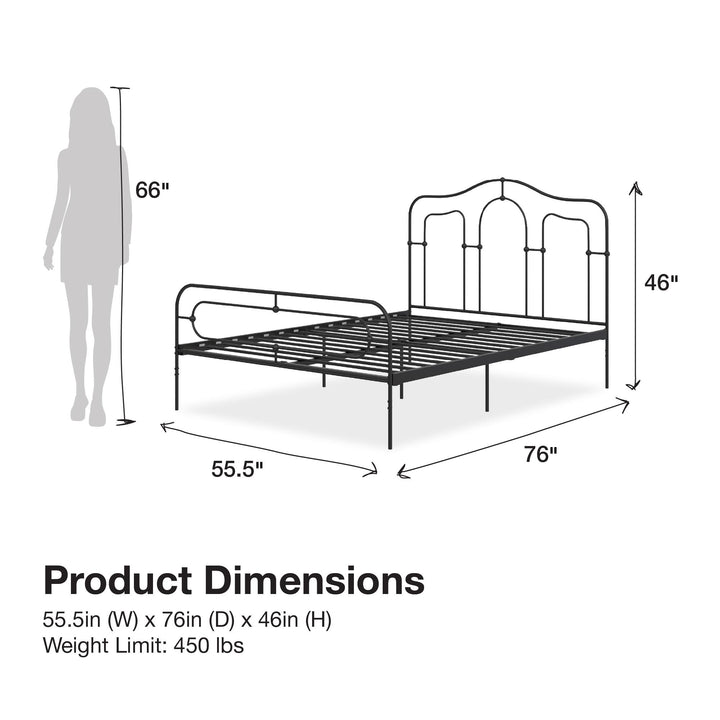 Primrose Vintage Style Metal Bed with Headboard and Footboard - Black - Full