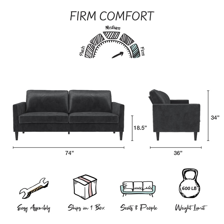 Winston Sofa with Pocket Coils - Dark Gray