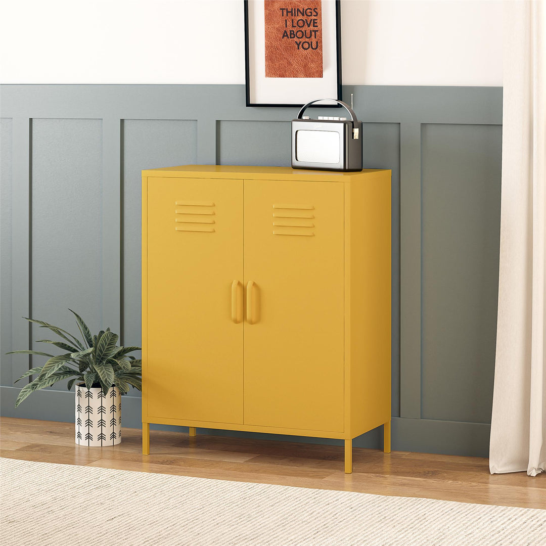 Shadwick 2 Door Metal Locker Style Accent Storage Cabinet - Mustard Yellow