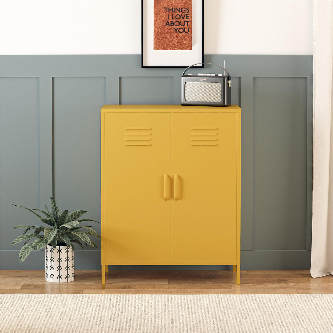 Shadwick 2 Door Metal Locker Style Accent Storage Cabinet - Mustard Yellow