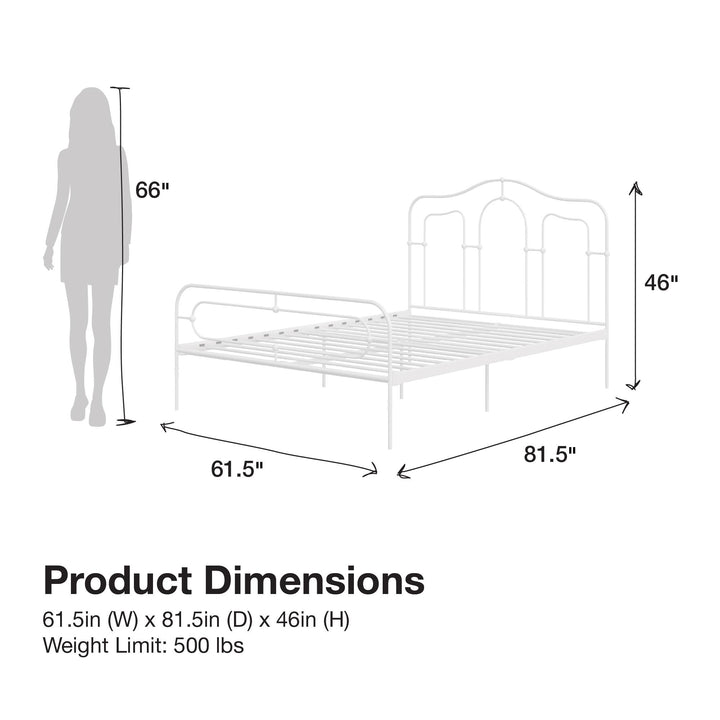 Primrose Vintage Style Metal Bed with Headboard and Footboard - White - Queen