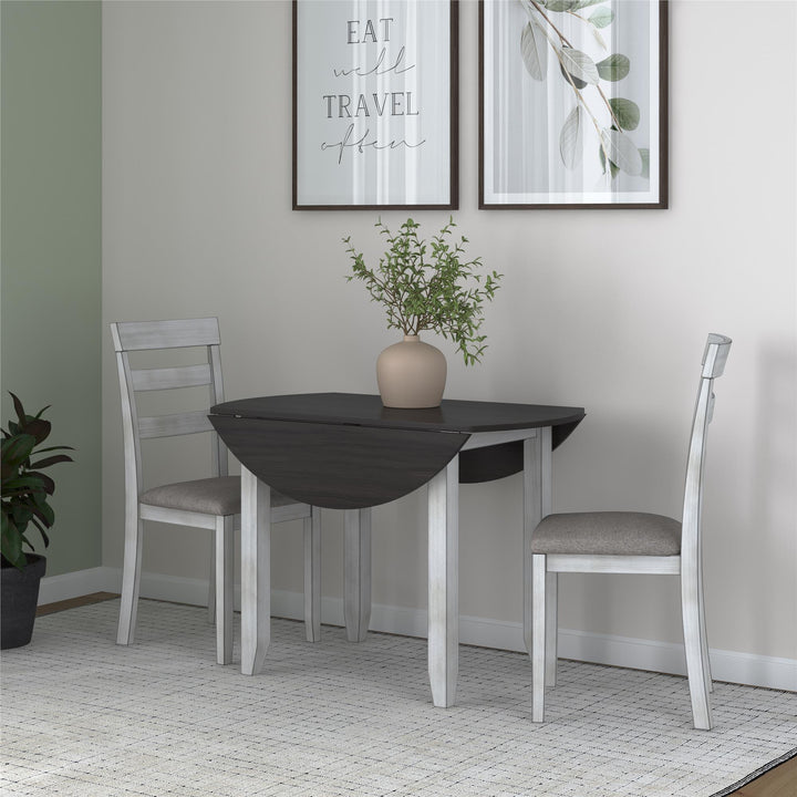 DHP Jersey wooden dining set with drop leaf -  Oyster