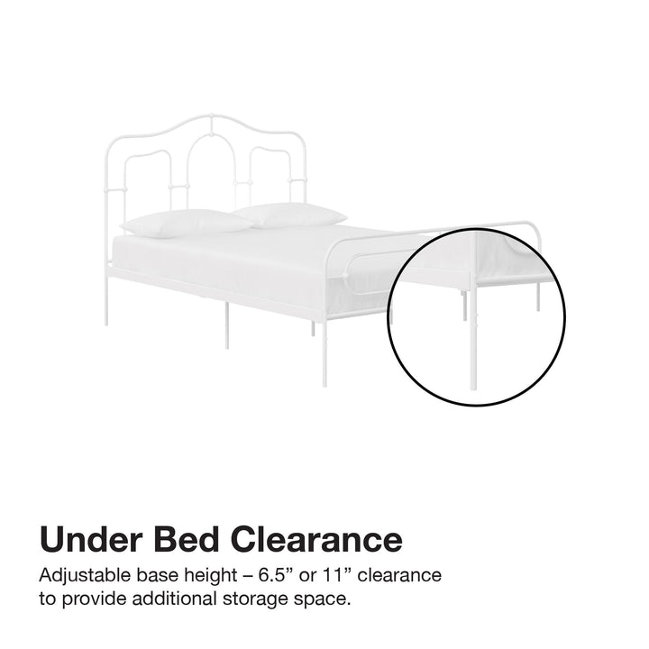 Primrose Vintage Style Metal Bed with Headboard and Footboard - White - Queen