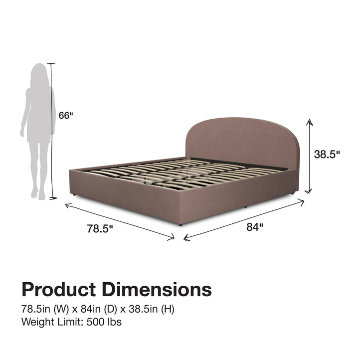 Buy comfortable Moon upholstered bed -  Blush 