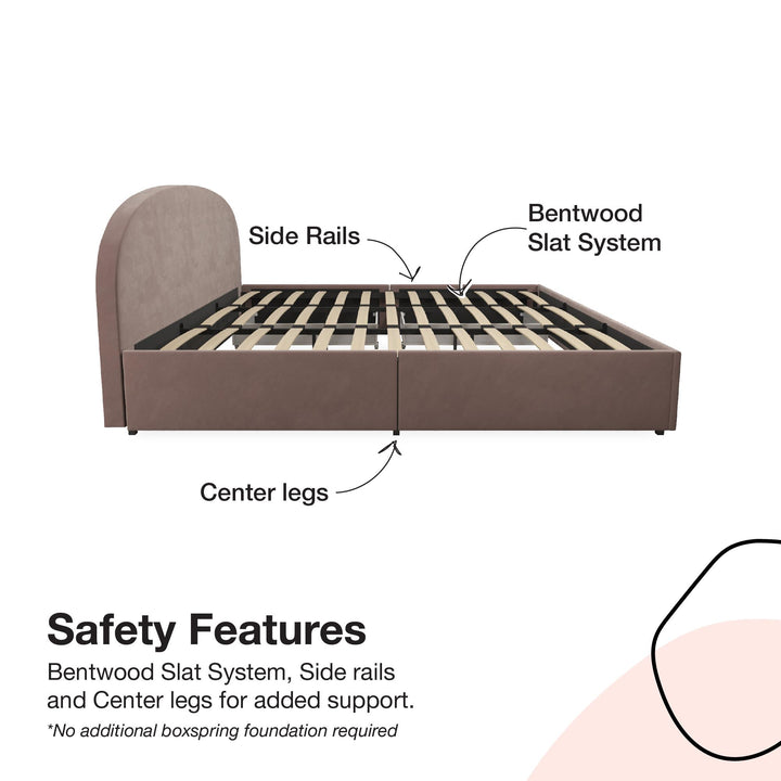 Elegant Moon upholstered bed with storage -  Blush 