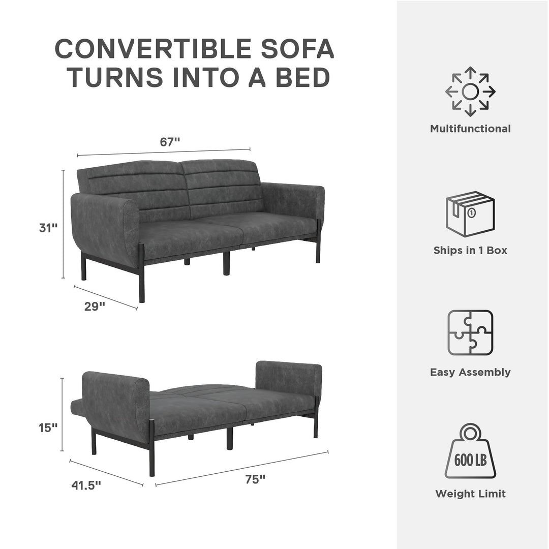 Quality futon sofa beds for homes -  Distressed Charcoal Black