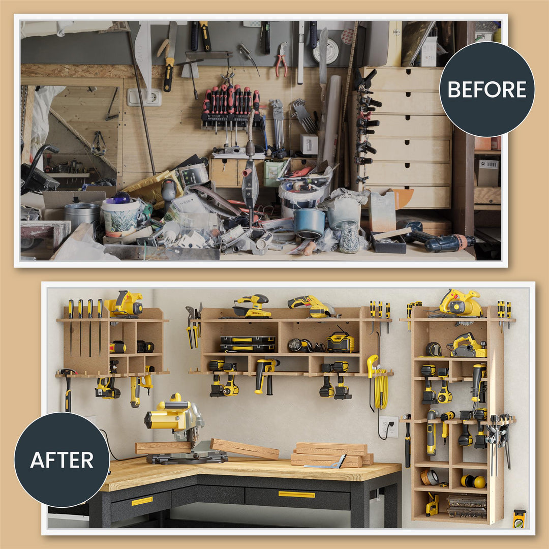 Benford 48" Extra Large Vertical Wall Mount Tool Organizer - Raw Board