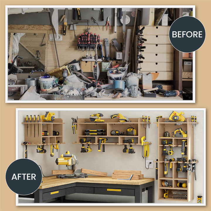 Benford 48" Extra Large Vertical Wall Mount Tool Organizer - Raw Board