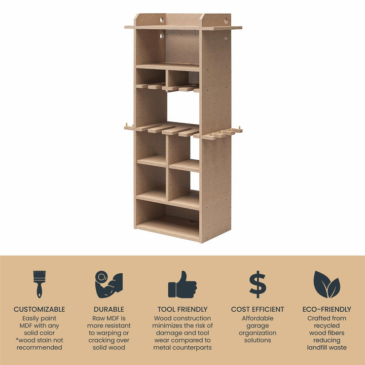 Benford 48" Extra Large Vertical Wall Mount Tool Organizer - Raw Board