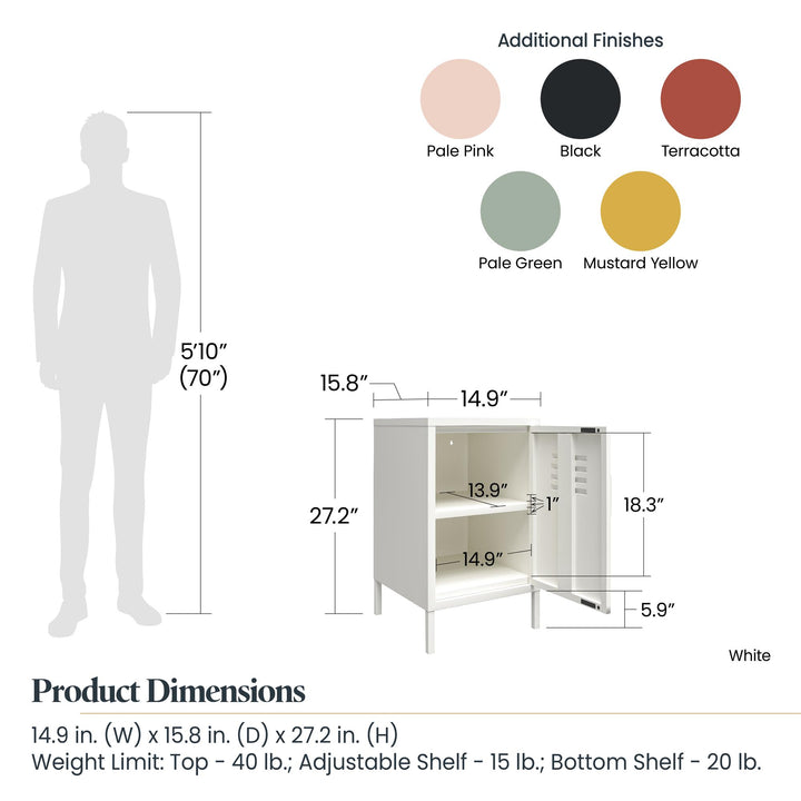 Shadwick 1 Door Metal Locker Style Livingroom End Table - Mustard Yellow