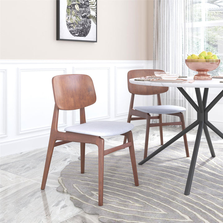 Solid rubber wood frame dining chair - Light Gray