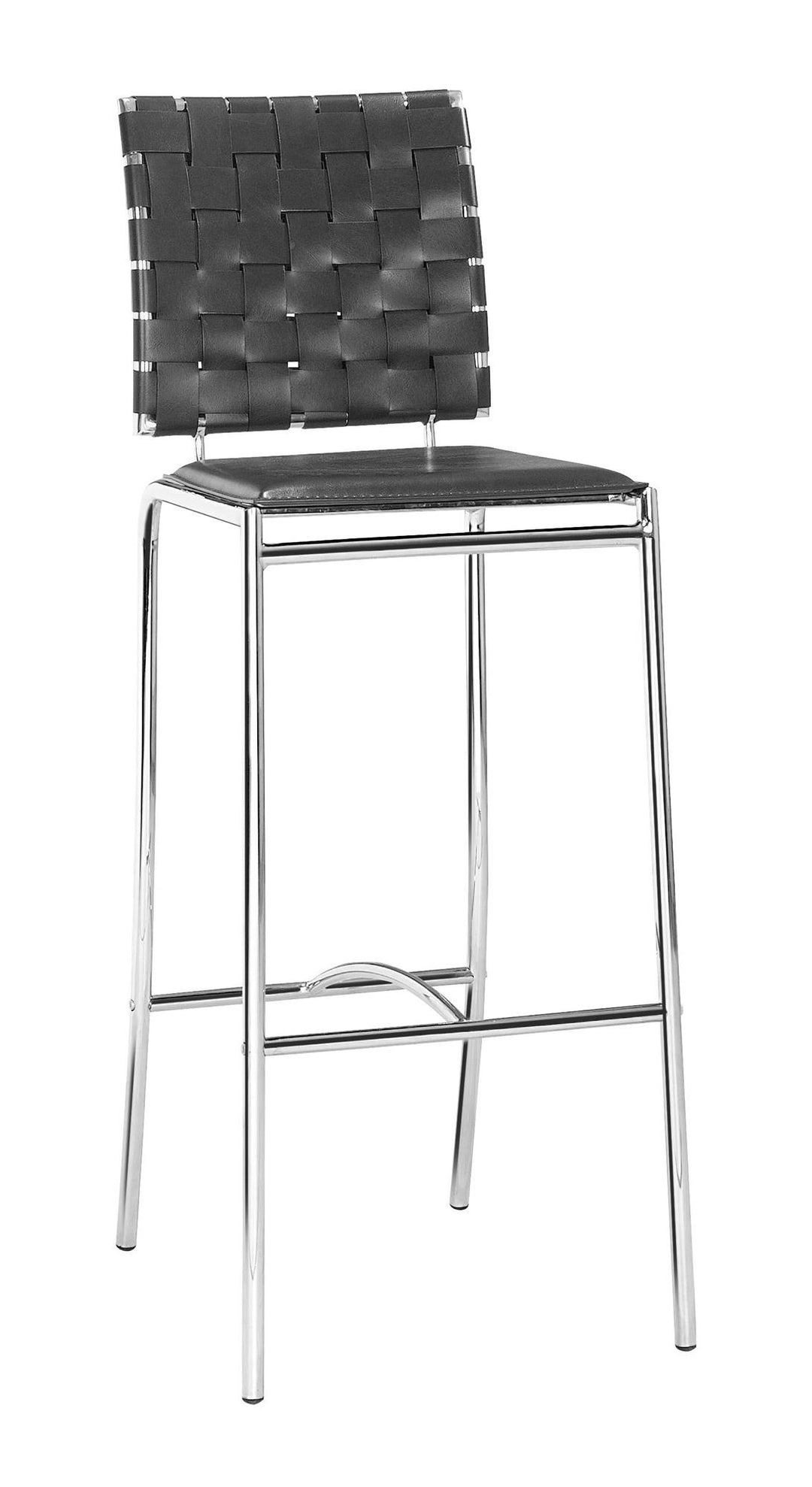 Set of 2 Bar stool with metal base - Black