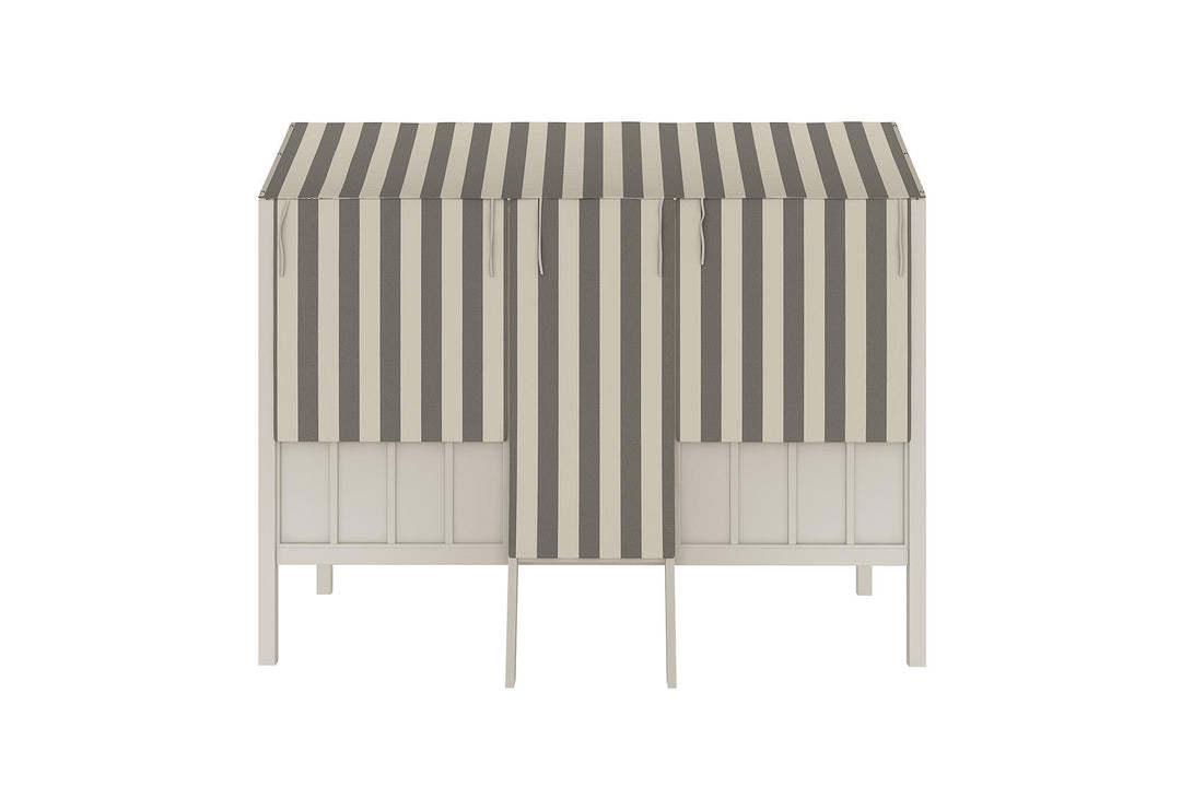 Rowan Valley Forest Metal Loft Bed with a Fixed Ladder and Fabric Curtains - Gray - Twin
