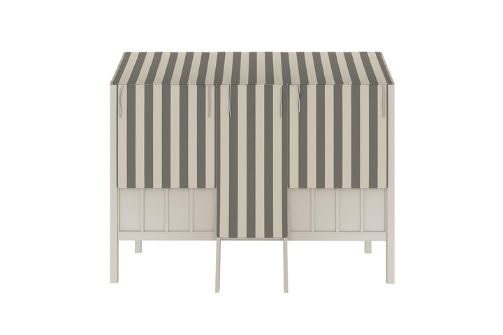Rowan Valley Forest Metal Loft Bed with a Fixed Ladder and Fabric Curtains - Gray - Twin