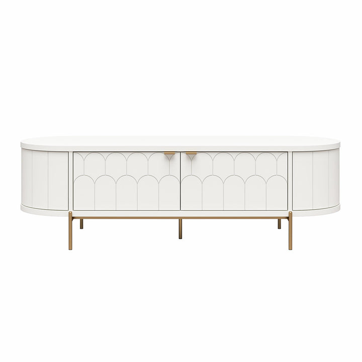Anastasia Modern Scalloped Oval TV Stand for TVs up to 65 Inches  -  White