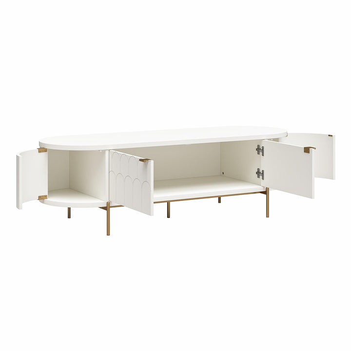 TV stand with scalloped edges design -  White