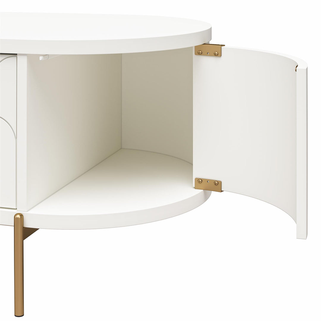 TV stand with elegant oval shape -  White