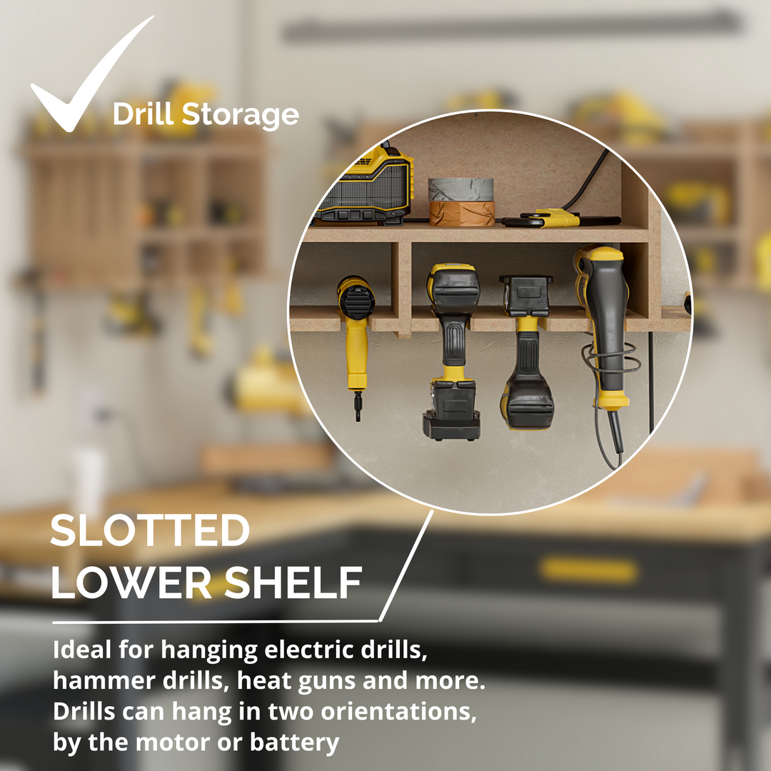 Benford 48" Extra Large Vertical Wall Mount Tool Organizer - Raw Board
