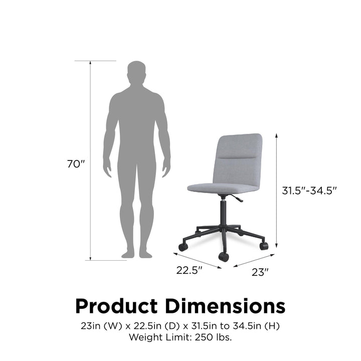 Olten Modern Office Desk Chair on Castors with Adjustable Height - Light Gray