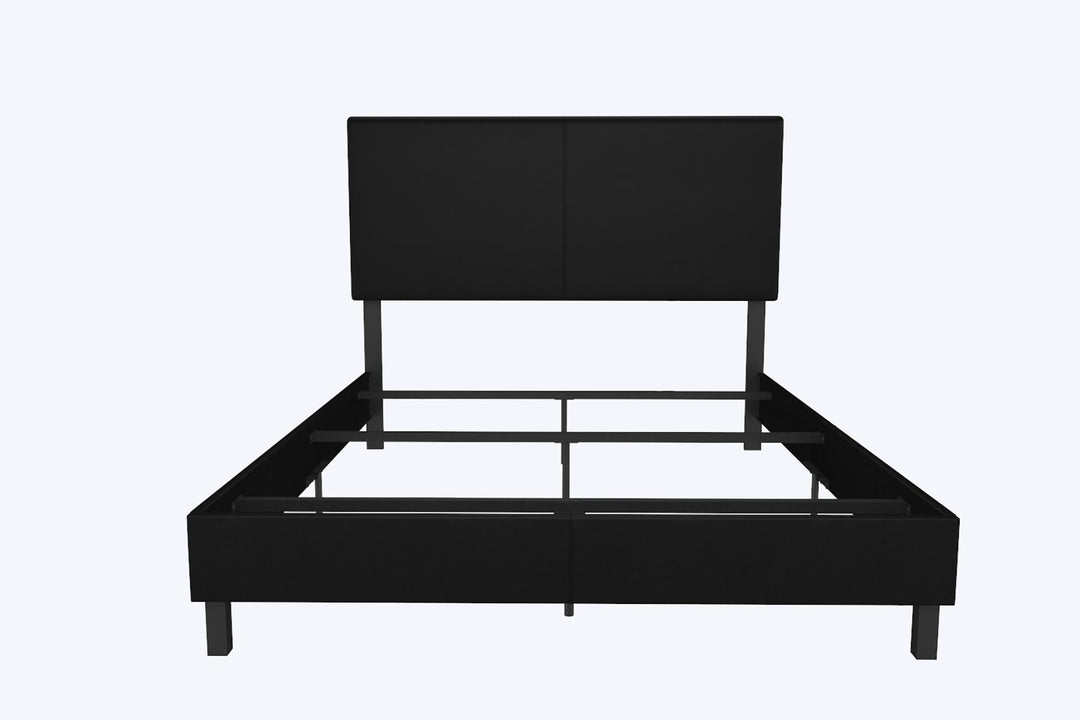 Janford Upholstered Bed for Bedroom -  Black Faux Leather  -  Full