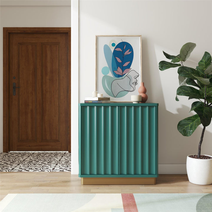 Rene Scalloped Accent Cabinet - Emerald Green