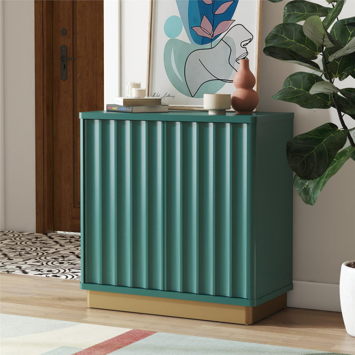 Rene Scalloped Accent Cabinet - Emerald Green