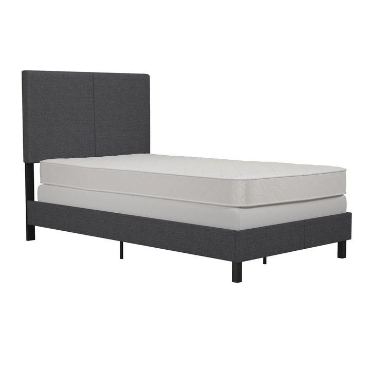 Janford Upholstered Bed with Sturdy Wood and Metal Frame - Gray - Twin