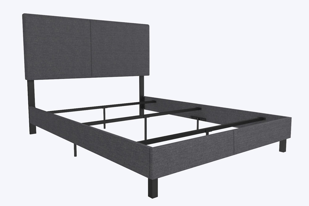 Janford Upholstered Bed with Sturdy Wood and Metal Frame - Gray - Full