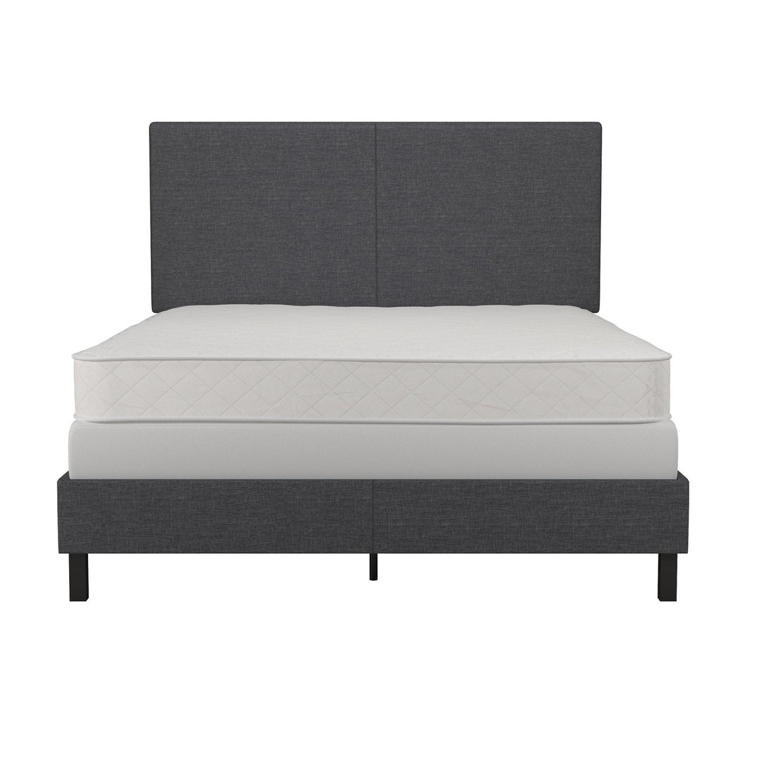 Janford Upholstered Bed with Sturdy Wood and Metal Frame - Gray - Queen