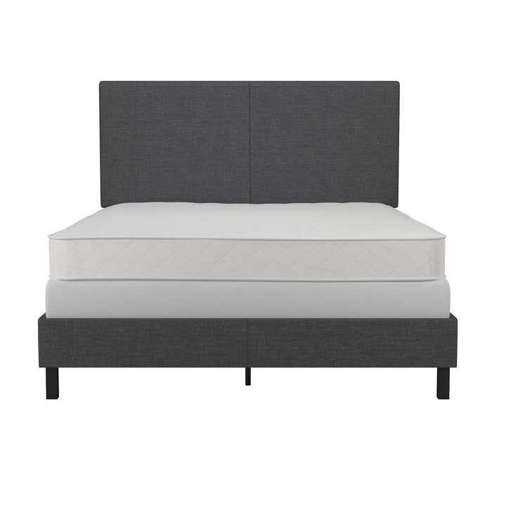 Janford Upholstered Bed with Sturdy Wood and Metal Frame - Gray - Queen