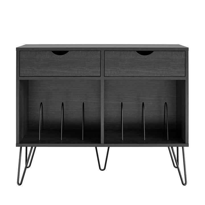 Concord Turntable Stand with Drawers - Black Oak